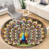 1pc Peacock Feather Office Round Area Rug, Under Office Chairs Bedroom Living Room Home Decor, Room Deco