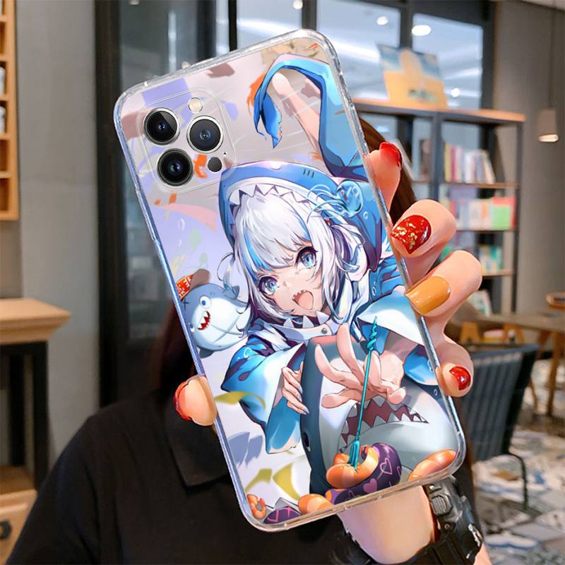 

Чехол для телефона Gawr Gura для iPhone 14 13 12 11 Pro Max XS X XR SE 2020 6 7 8 Plus Mini прозрачный чехол iphone 11