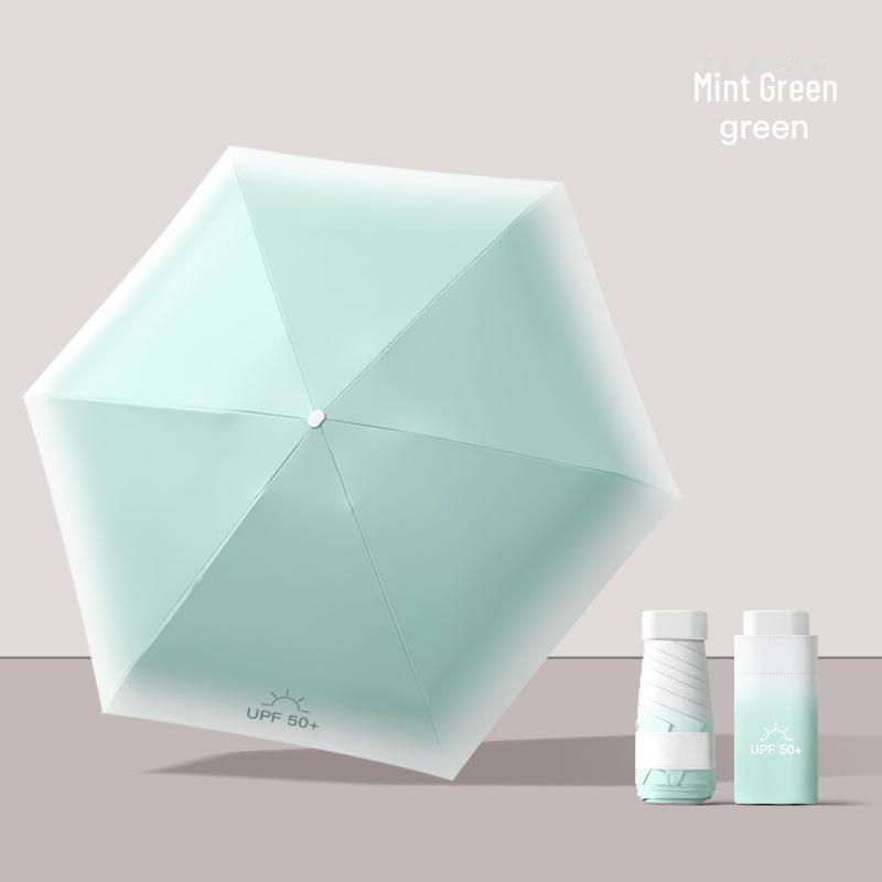 Compact 50% Folding Women's Sun and Rain Umbrella - Anti-UV, Gradient Mini Sunshade