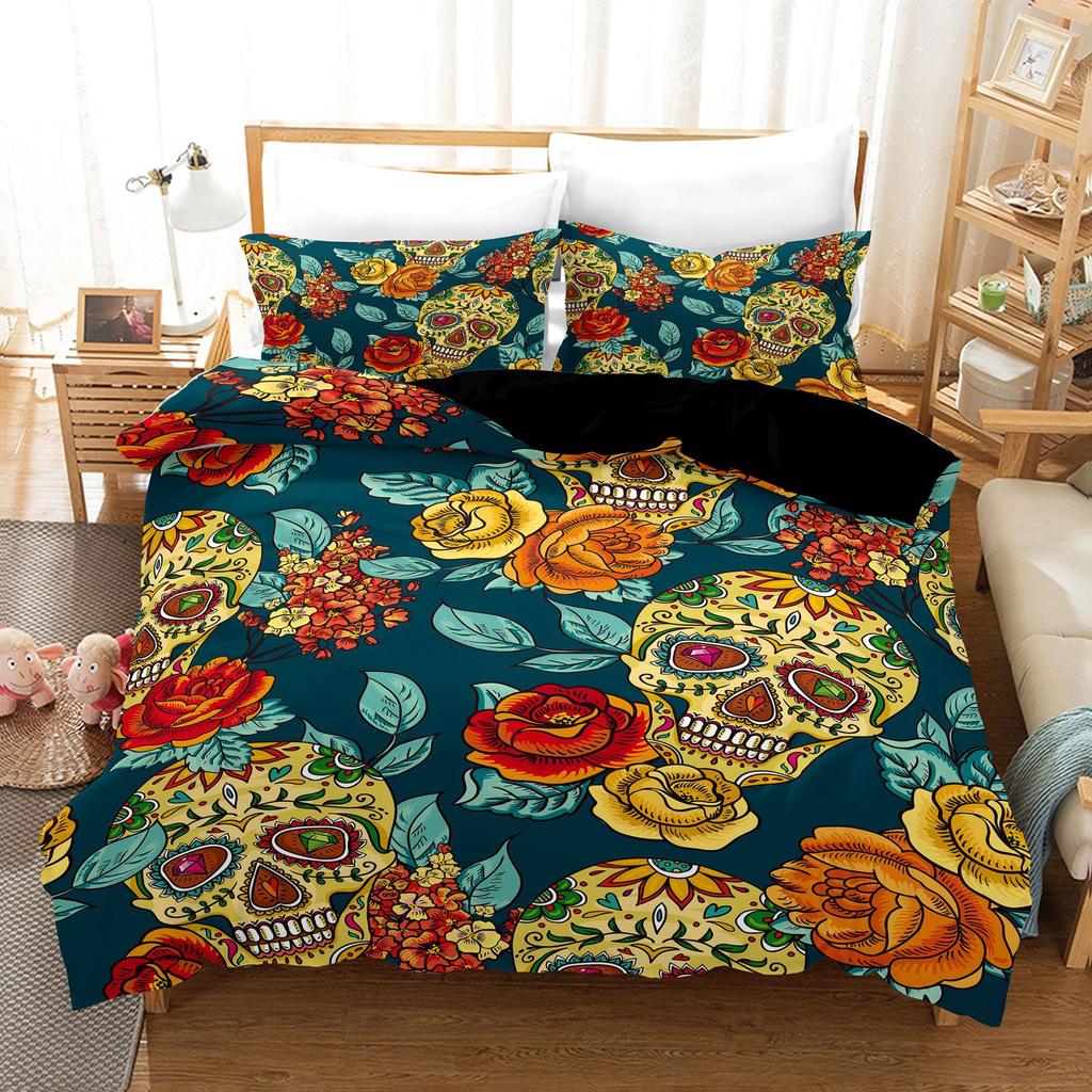 3D Digital Printing Kit Three-Piece Quilt Cover Sheet Skeleton