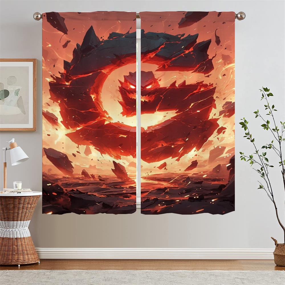 

Modern Living Room Curtains for Living Room 2 Elegant Pieces Game Style Letter G Shade Curtain Tiebacks Modern Home Decoration W50xH70cmx2pcs-CL