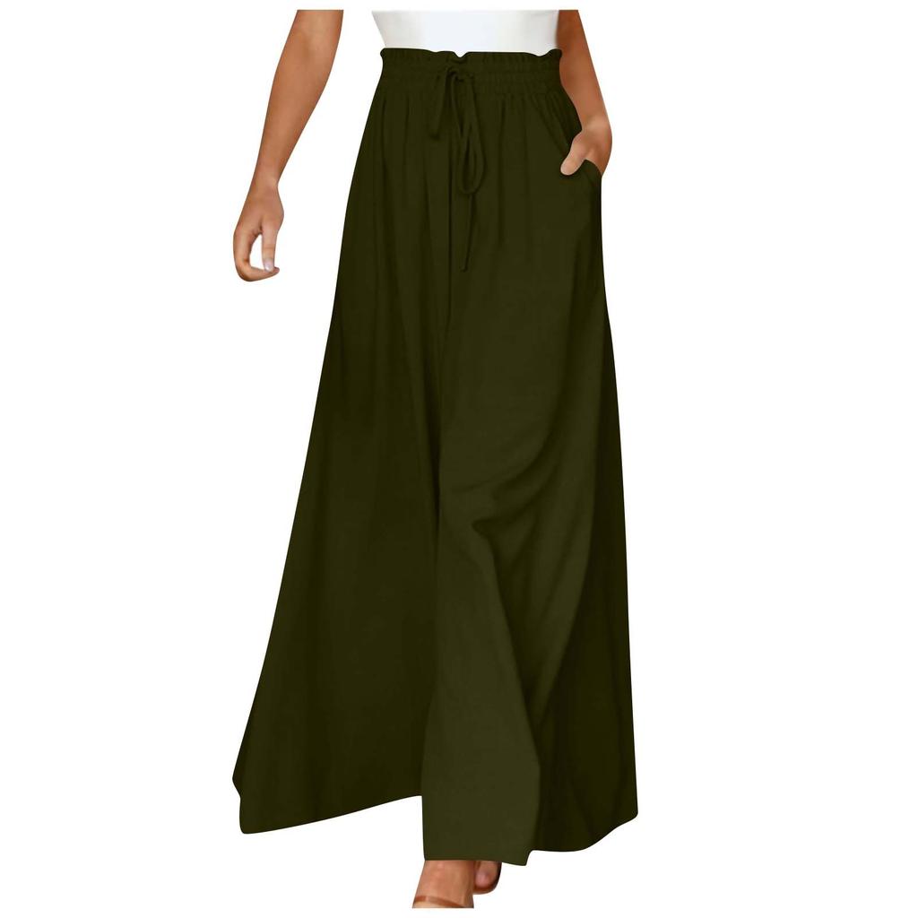 Damen Farbtrense Elastischer Bund Weiter Beinschnitt Hoher Bund Lange Culotte