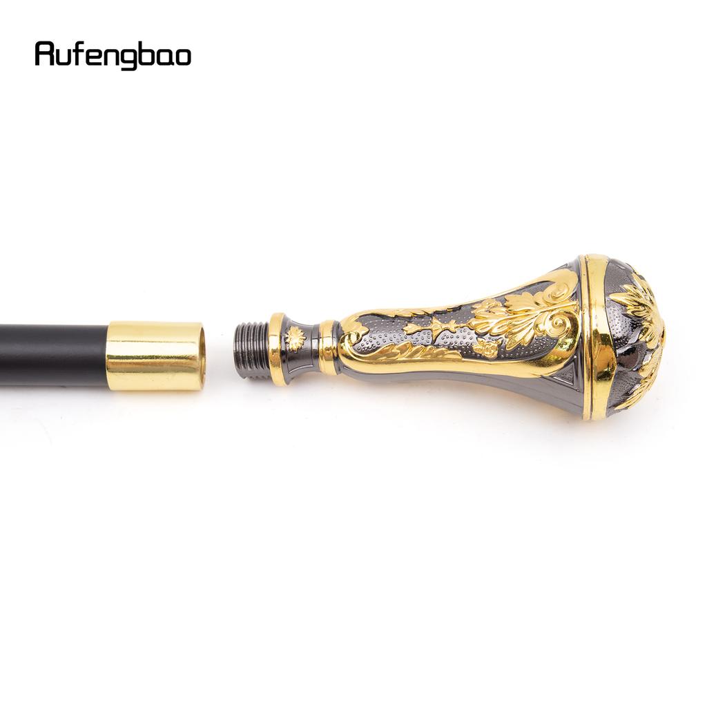 Gyllene svart lyxigt rundbladshandtag Mode käpp för fest Dekorativ promenadkäpp Elegant knopp Crosier knopp 95 cm