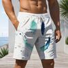 Men Plus Size Abstract Boho Plant Geometric Print Beach Shorts Quick Dry Lightweight Drawstring Casual Swim Trunks For Summer Beach Surfing Holiday