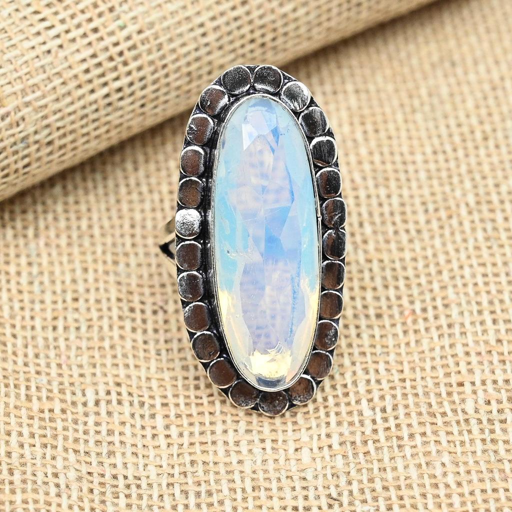 Opal lăptos solid 925 bijuterii inel cu pietre prețioase lucrate manual