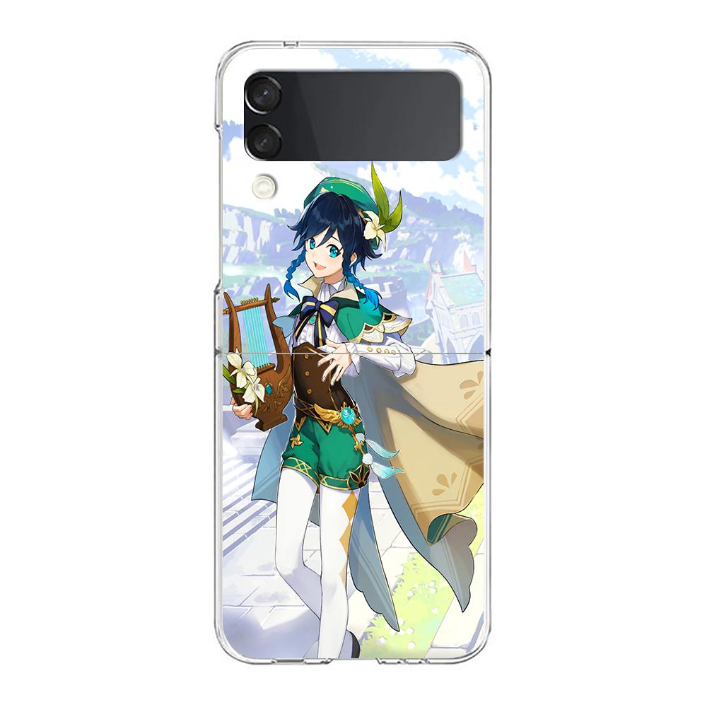 Game Genshin Impact Clear Phone Case For Samsung Galaxy Z Flip 4 Case Thin High Hard PC Shell on For Galaxy Z Flip 3 5G Cover Galaxy Z Flip 5G