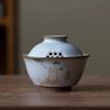 Retro Ru Kiln Ceramic Gaiwan Cute Cat Pattern Filter Teacup Travel Portable Tea Bowl Chinese Handmade Home Tea Set 100ml