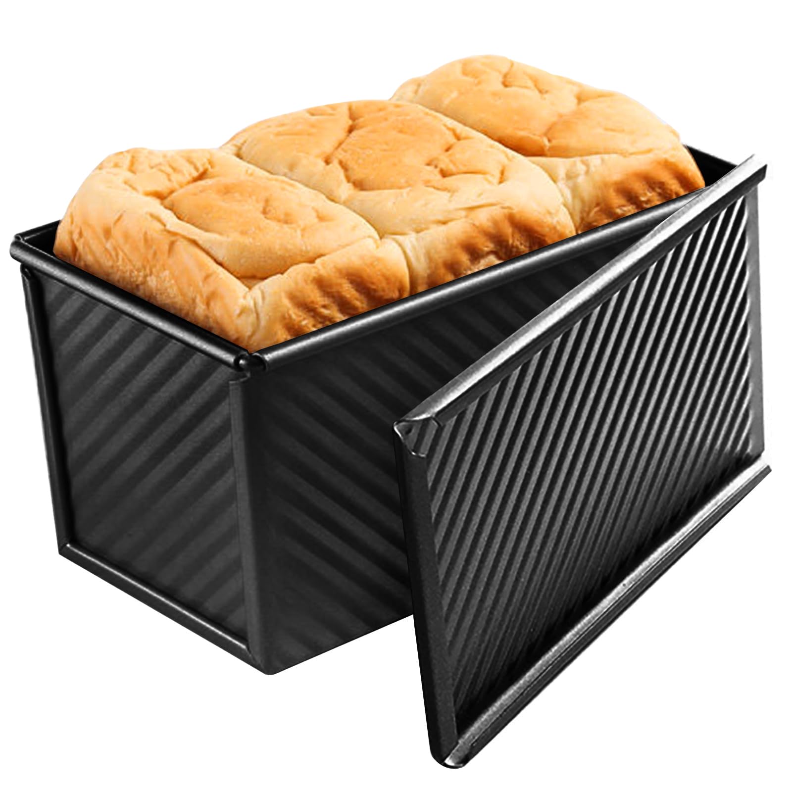 Long Pullman Loaf Pan with Lid Non-Stick Carbon Steel Bread Toast Mold Heavy Duty Bread Pan with Dough Scraper Baking Supplies