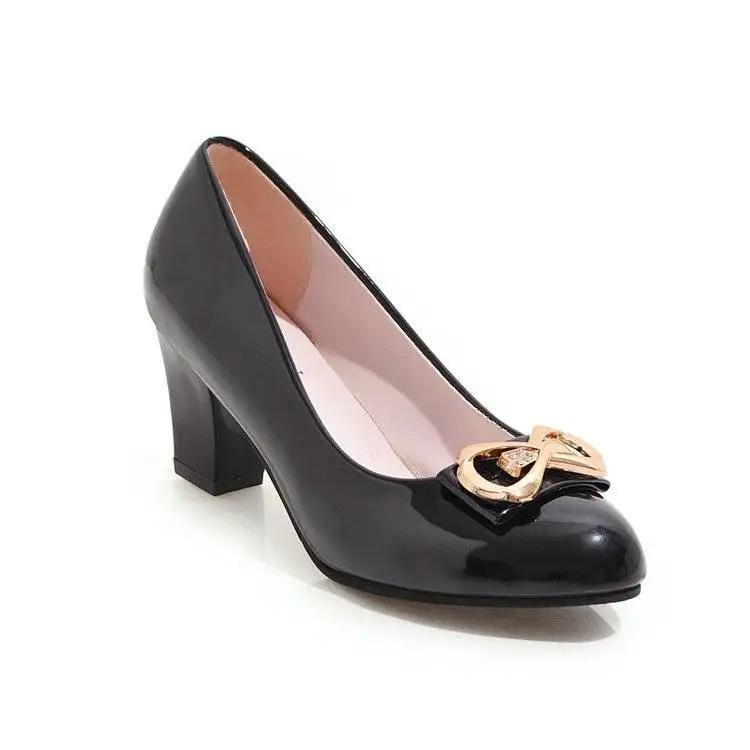 

Fashion Ladies Pumps Block Heel Chunky Heels with Medium Bow Women s Shoes Round Toe Square Chic Point Spring 39 Elegant Dress Lastest 35