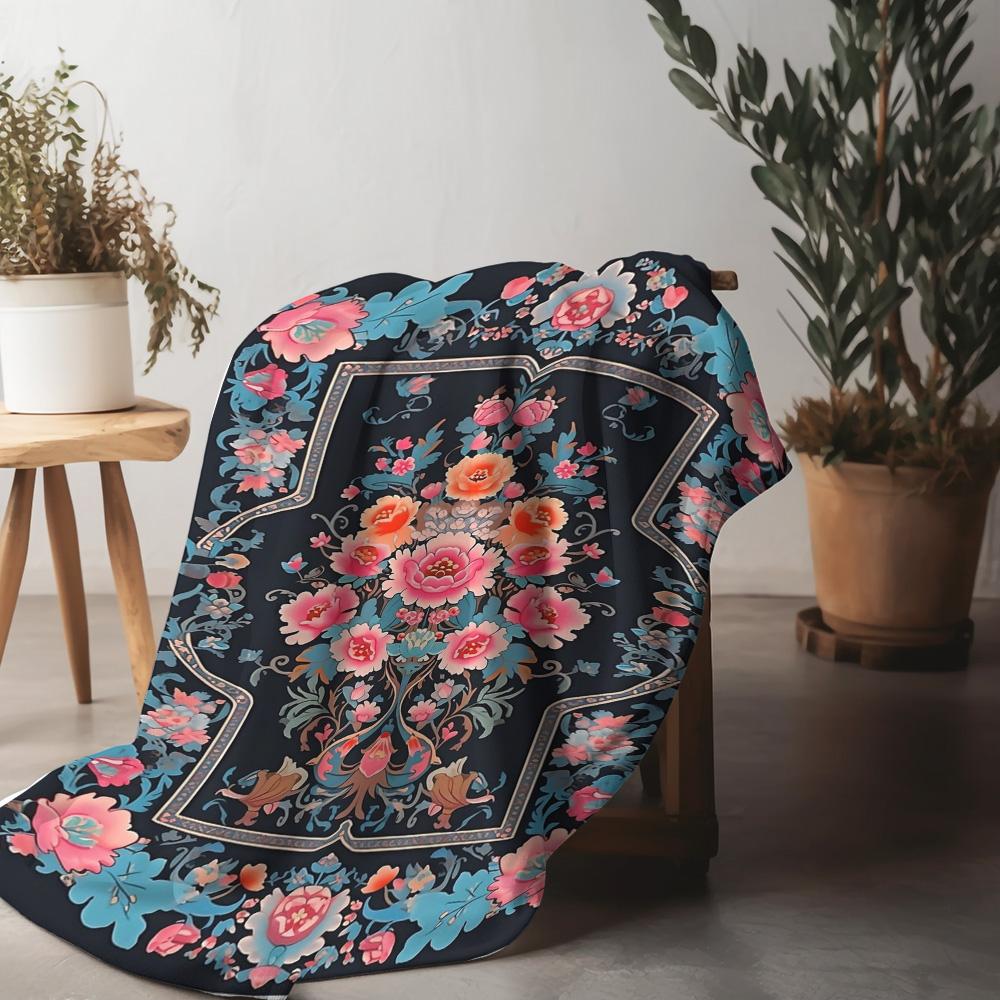 Floral Velvet Throw Blanket Decorative Sofa Bed Living Room Bedroom Accent Cushion Cover Gift