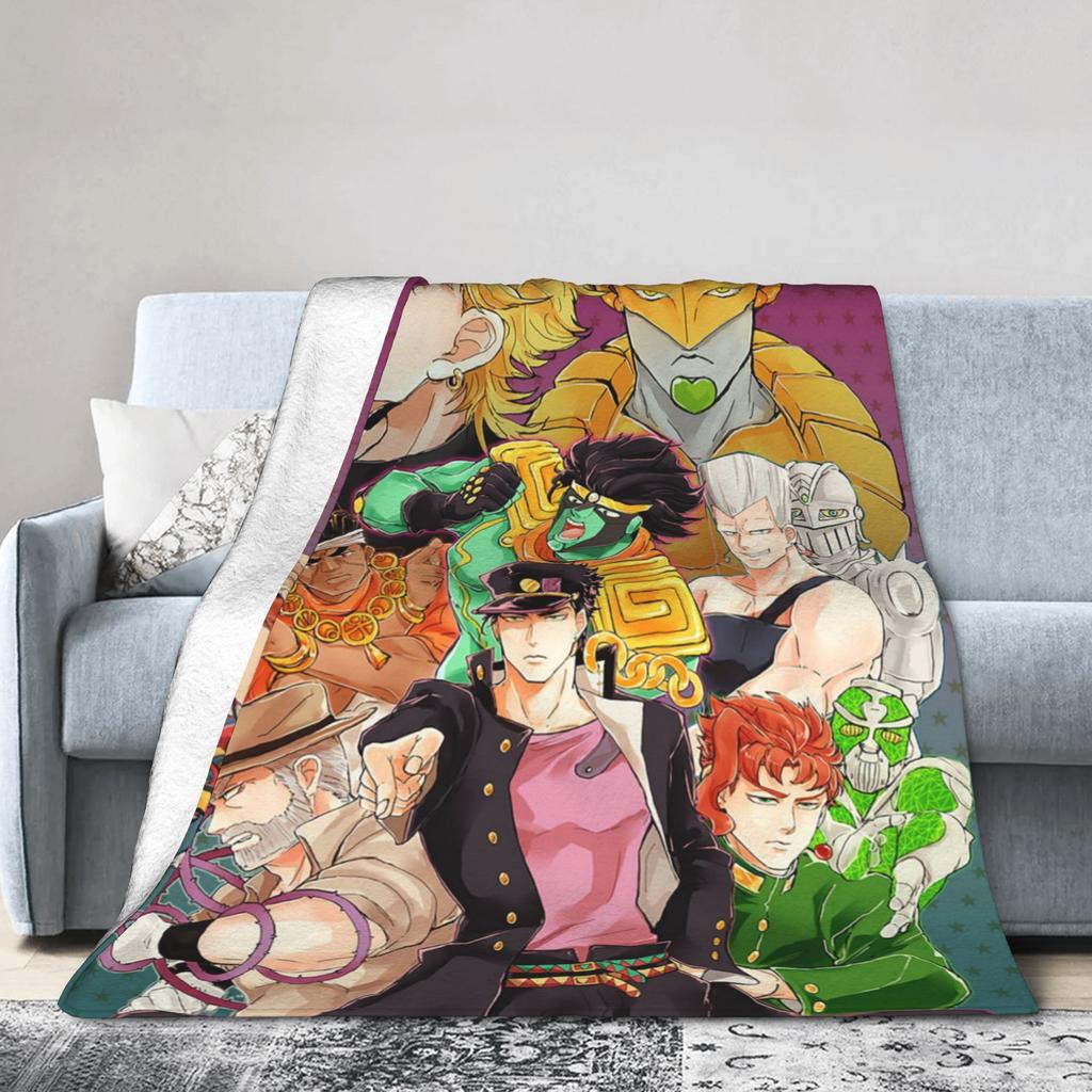 Joseph Joestar Kujo Jotaro Dio Fleece Throw Blankets Bizarre Adventure Blanket for Bed Outdoor Lightweight Bedroom Quilt