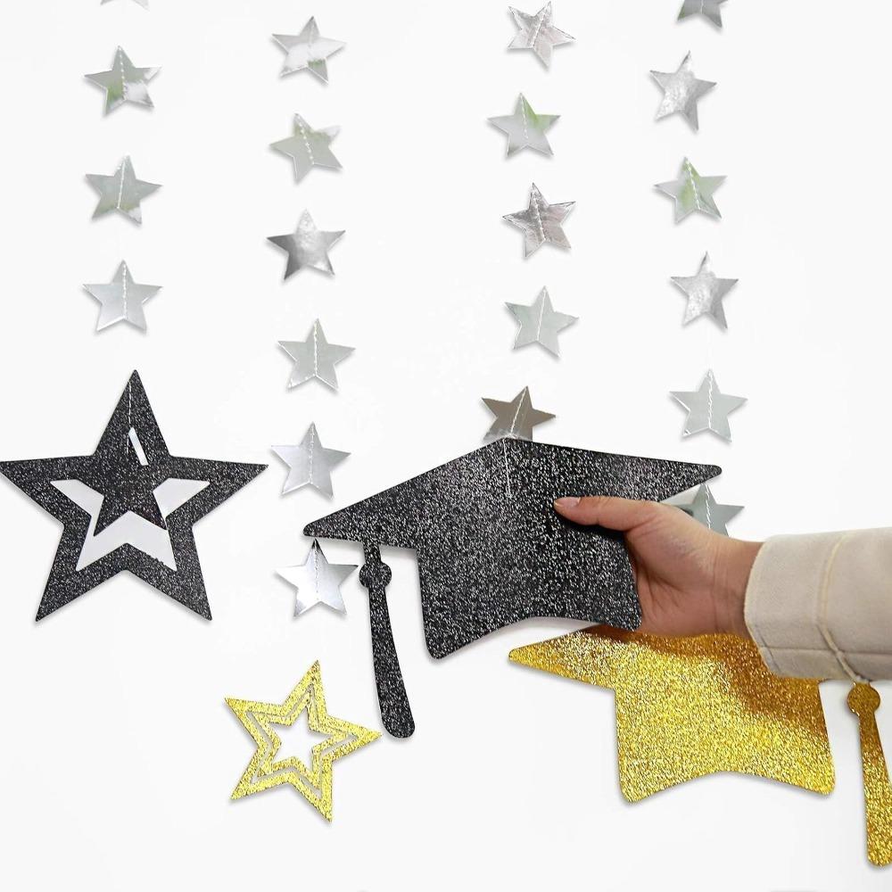 13pcs Golden Graduation Banner Decorations 2026 Congrats Grad College Graduation Party Garlands Decoration Cap Streamer Kit Supply