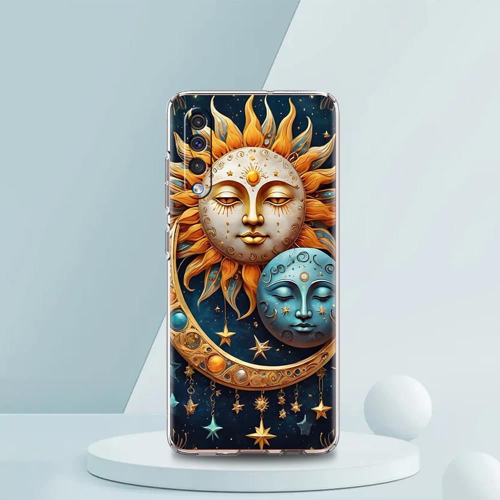 Moon Sun Transparent Phone Case for Samsung Galaxy A16 A14 A12 A22 A24 A42 A02 A03S A06 A50 A70 A20 A30 A40 Soft Cover