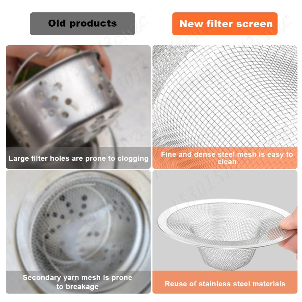 

2Pcs Stainless Steel Mesh Bathroom Basin Sink Drain Stopper Filter Bathroom Drain Filter Anti Clogging Kitchen Water Sink Filter