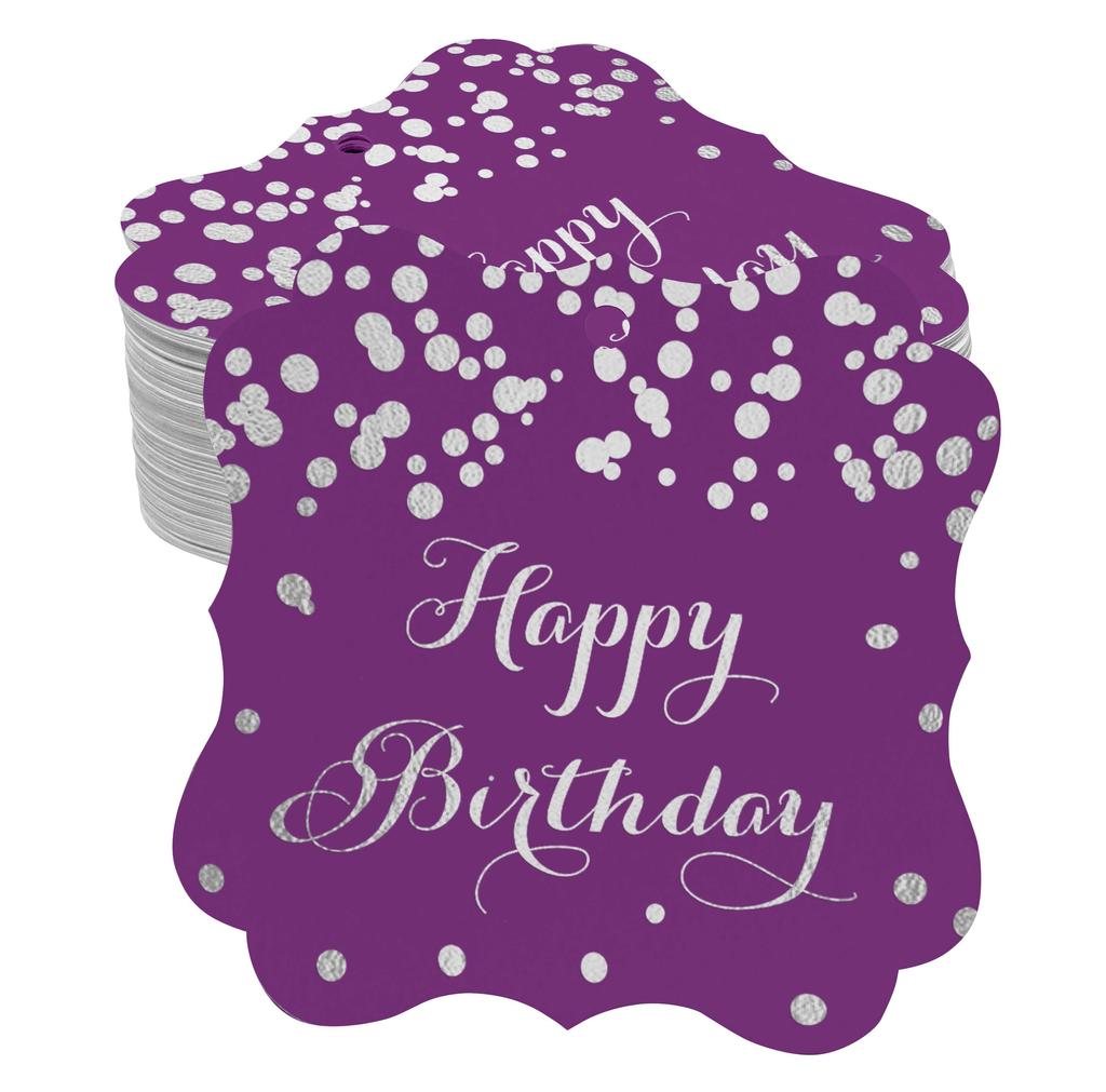Inkdotpot Real Gold Foil Bracket Shape Paper Hang Tags Happy Birthday Favor Tags Pack Of