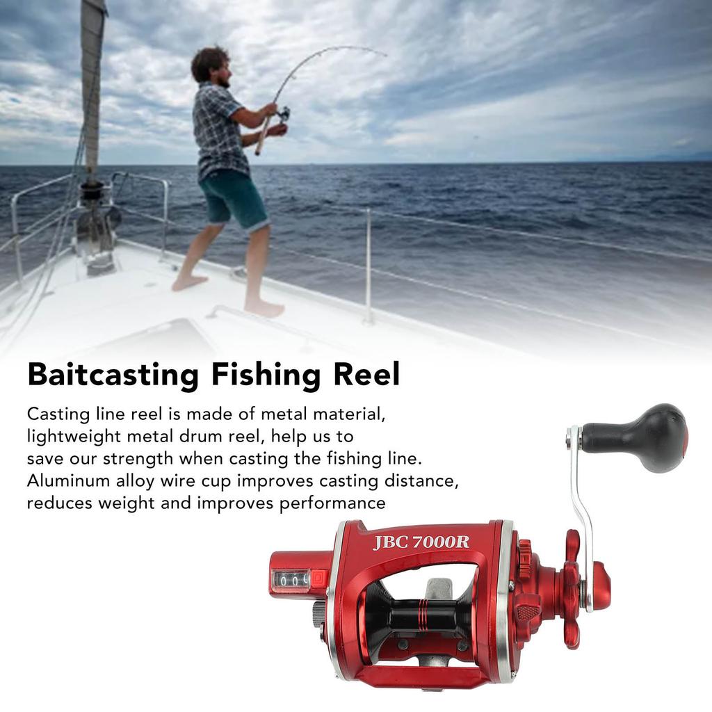 Baitcasting Fishing Reel with Number Display Metal Fishing Line Wheel for River Lake JBC7000R