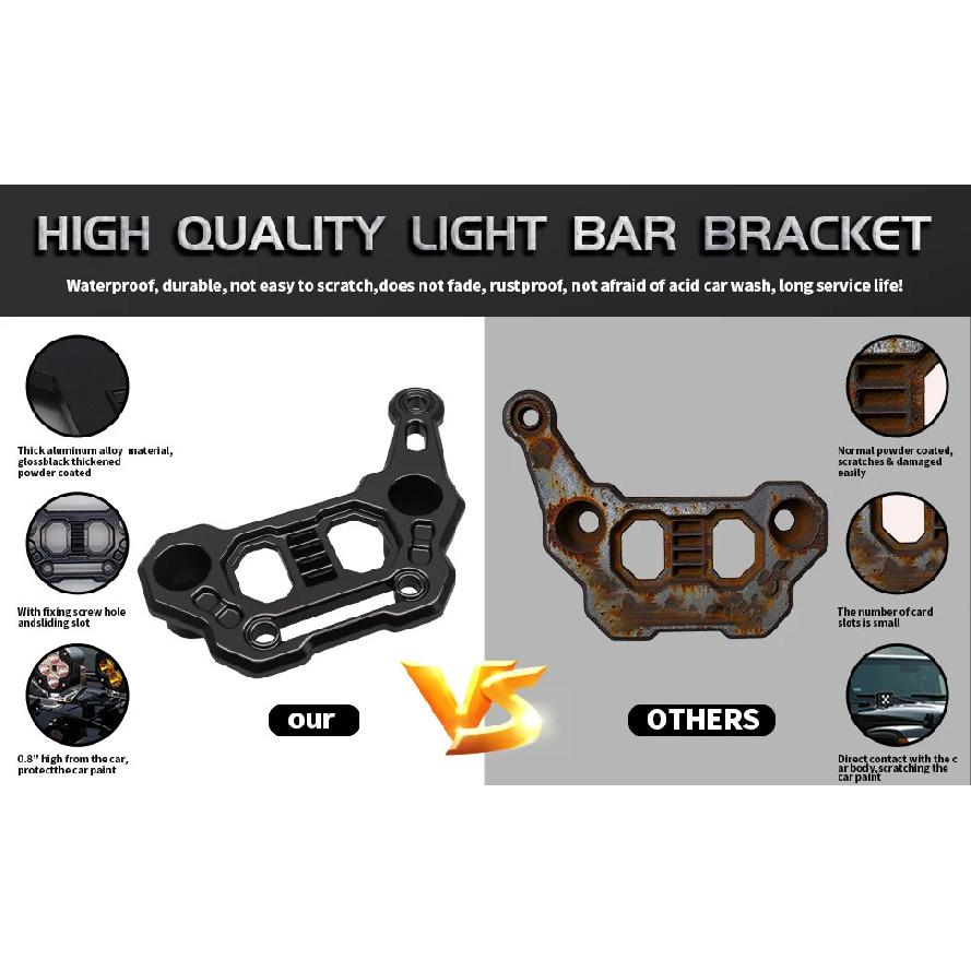 Doppelte Lichtleisten-Haubenmontagehalterungen für Jeep Wrangler JL JLU 4xe Gladiator JT Zubehör 2 Stück Schwarze Aluminiumlegierungs-Halterungen