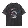 Japanese Anime Serial Experiments Lain Vintage Washed T Shirt Manga Iwakura Girl Sci Fi T-shirts Men 100% Cotton Casual T Shirt