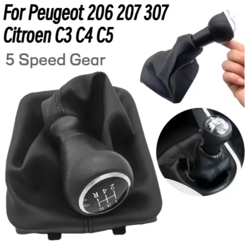5-Gang-Schaltknauf für Peugeot 207 307 406 Citroen C3 C4 C5 XSARA Schalthebel-Gamaschen-Kofferraumabdeckung Neues Autozubehör