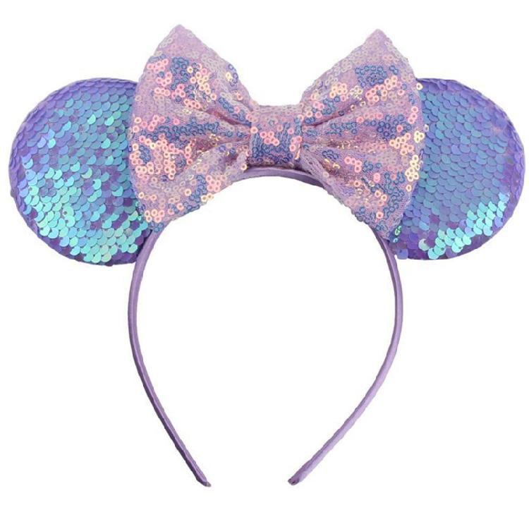 

Mouse Ears Headdress Sequined Shining Bows Hairband Theme Party Hair Accessories 1