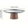 WIKHOSTAR Stainless Steel Cake Tray Wooden Base Fruit Display Plate Dessert Plate Dining Table Home Decoration Ornaments