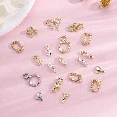 20 Pezzi Unghie Fai da Te Gioielli Vuoti 3D Treccia Arte Fiocco Squisito Lega Charms Decorazione Unghie Giapponesi