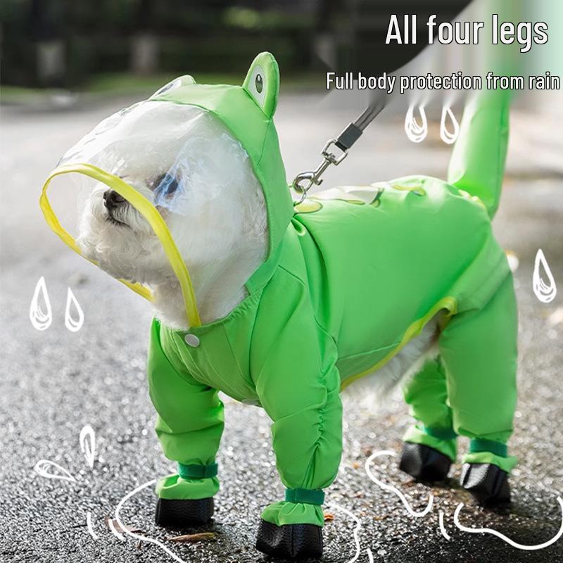 Bichon Frise Dog Raincoat: Full-Coverage, Waterproof, Four-Legged with Tail-Connected Design for Medium and Small Dogs