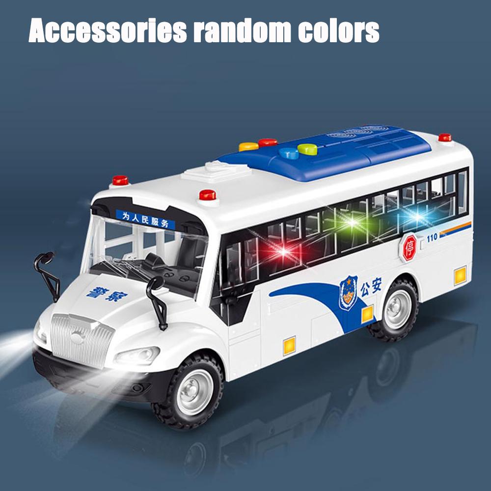 Simulation Offene Türen Legierung Polizei Auto Bus Diecast Modell Spielzeug Mit Licht Sound Mehrfunktionale Trägheits Fahrzeug Spielzeug Für Jungen Kind black