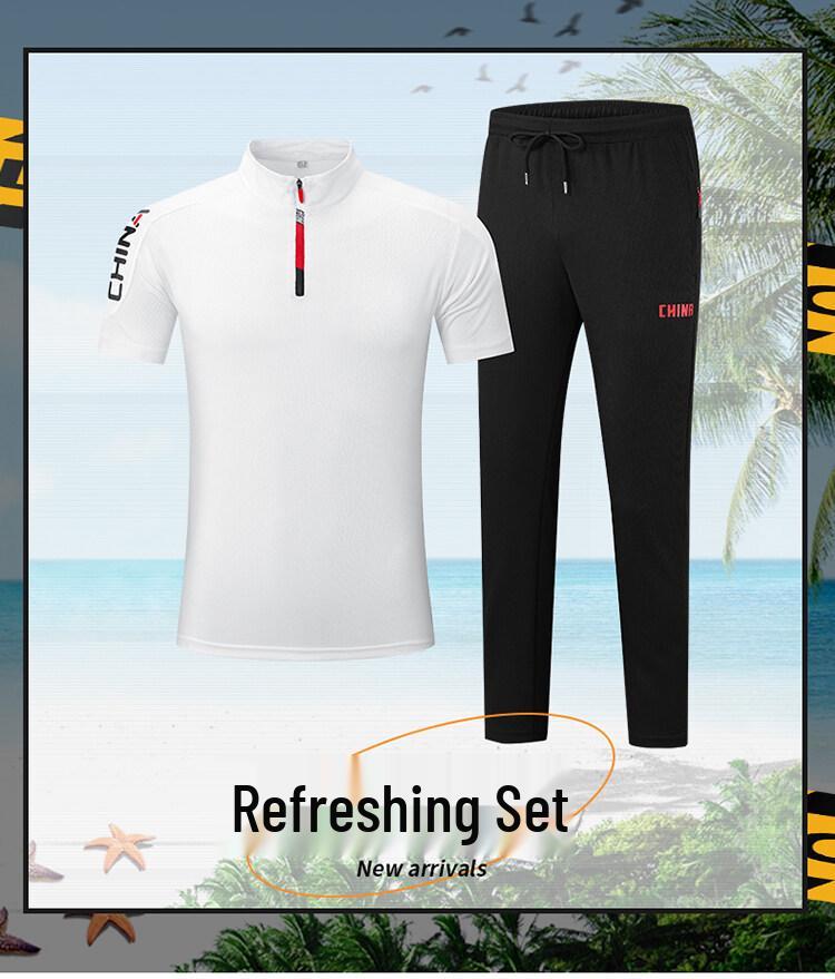 2022 Parent-Child Summer Sports Set: Men's Short Sleeve T-Shirt & Long Pants Teamwear