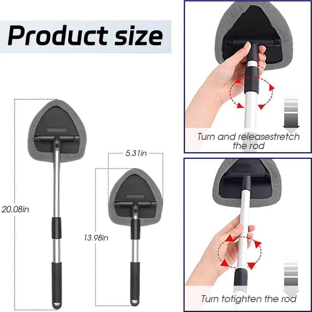 Windshield Cleaning Tool Windshield Cleaning Wand Auto Window Cleaner,4 Pieces Reusable Cloth Pads for Car Interior, Dirty Car Washing Brushes