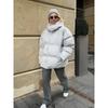 2025 Winter Women's Cotton Coat European American New Style Loose Puffer Jacket Solid Color Hooded Outerwear