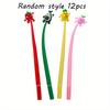 12Pcs 0.5mm Cute Expression Fruit Shaker Gel Pen Creative Stationery Prize Gift Writing Tool Pen Cute Pens Animal Gel Ink Pens, School Supplies - Blac