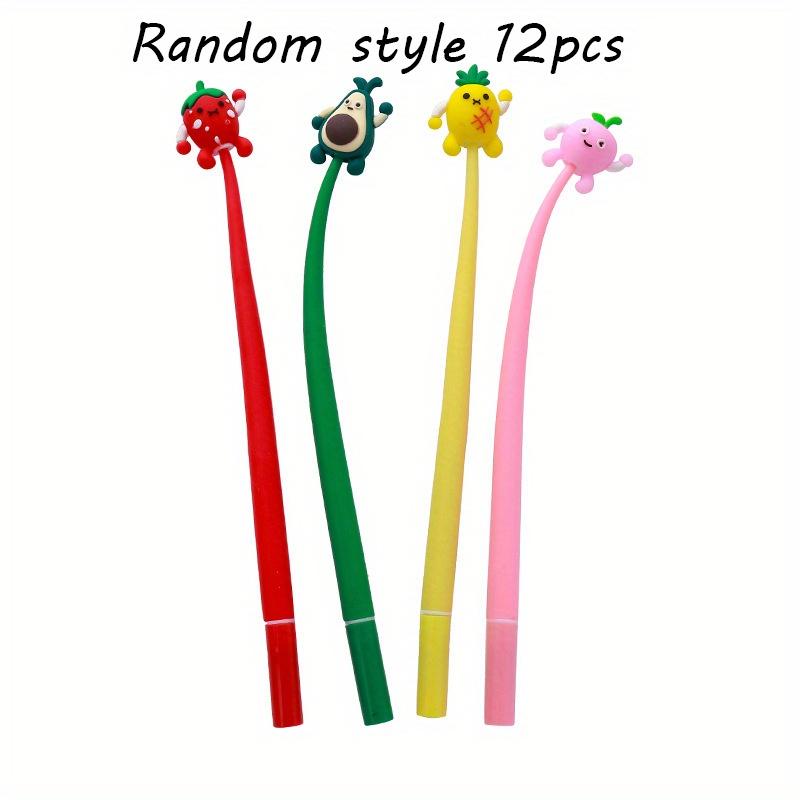 

12Pcs 0.5mm Cute Expression Fruit Shaker Gel Pen Creative Stationery Prize Gift Writing Tool Pen Cute Pens Animal Gel Ink Pens, School Supplies - Blac Random style 12Pcs