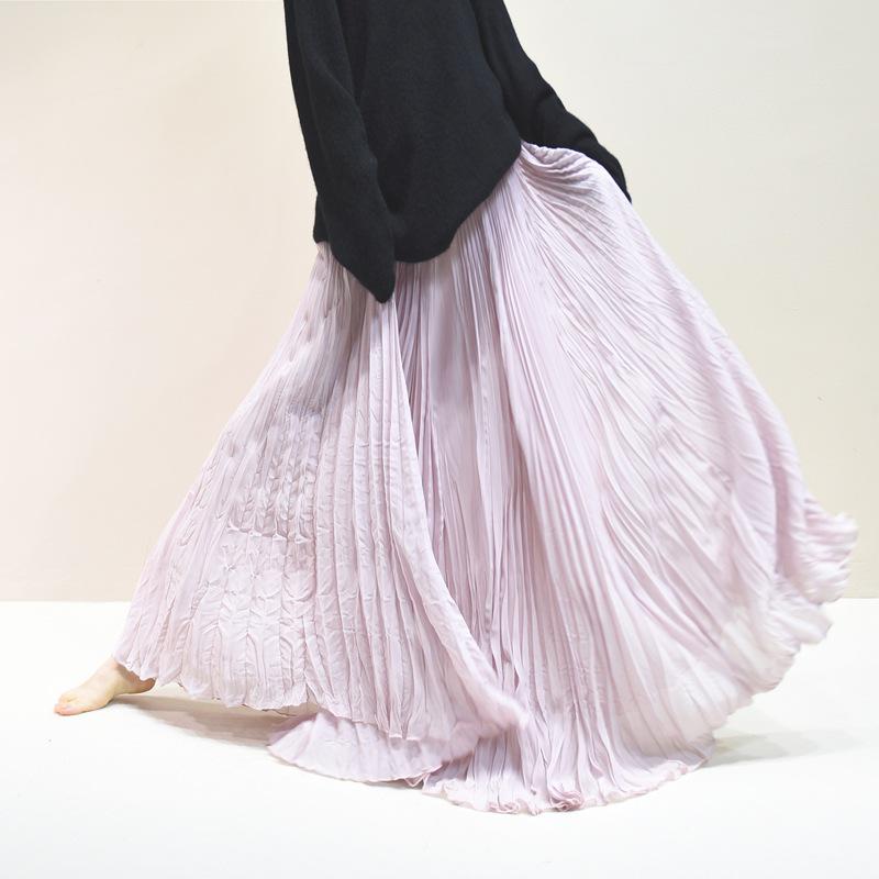 2025 Eleganter Chiffon-Midikleid mit 6 Meter breitem Saum für Damen, A-Linie, für Frühling/Sommer