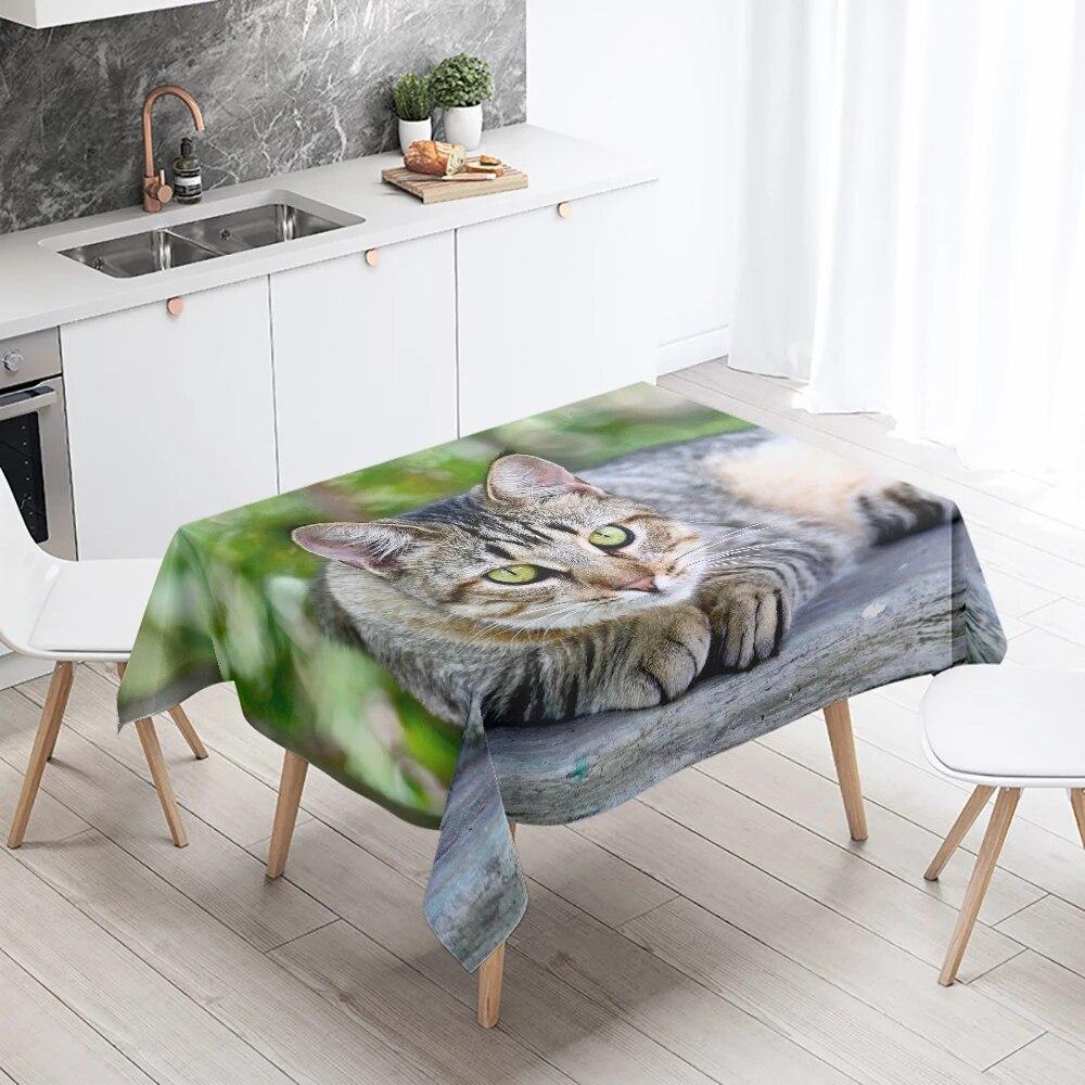 Black Cat Tablecloth Funny   With Glasses Party Restaurant Banquet Decoration Waterproof Home Table