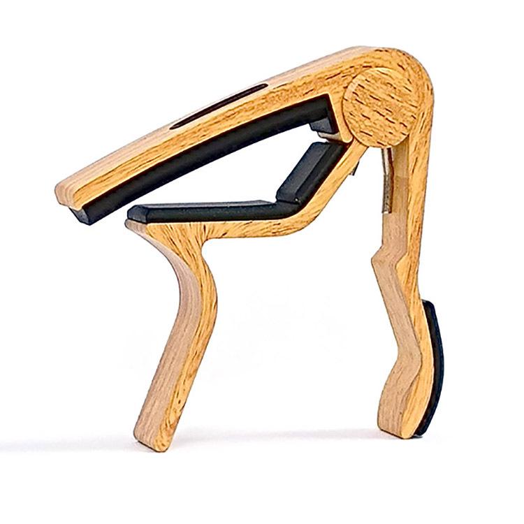 Guitar Medium Grip Wood Grain Capo with Card and Pick Slots