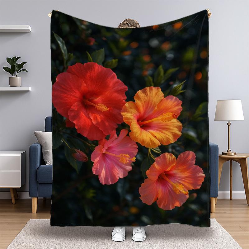 

Bright tropical flower patterns Flannel printed blanket suitable for all seasons suitable for living room office sofa and travel 75x100cm