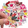 50 Valentine's Day Stickers Pink Love Suitcase Motorcycle Trolley Case Notebook Waterproof Stickers