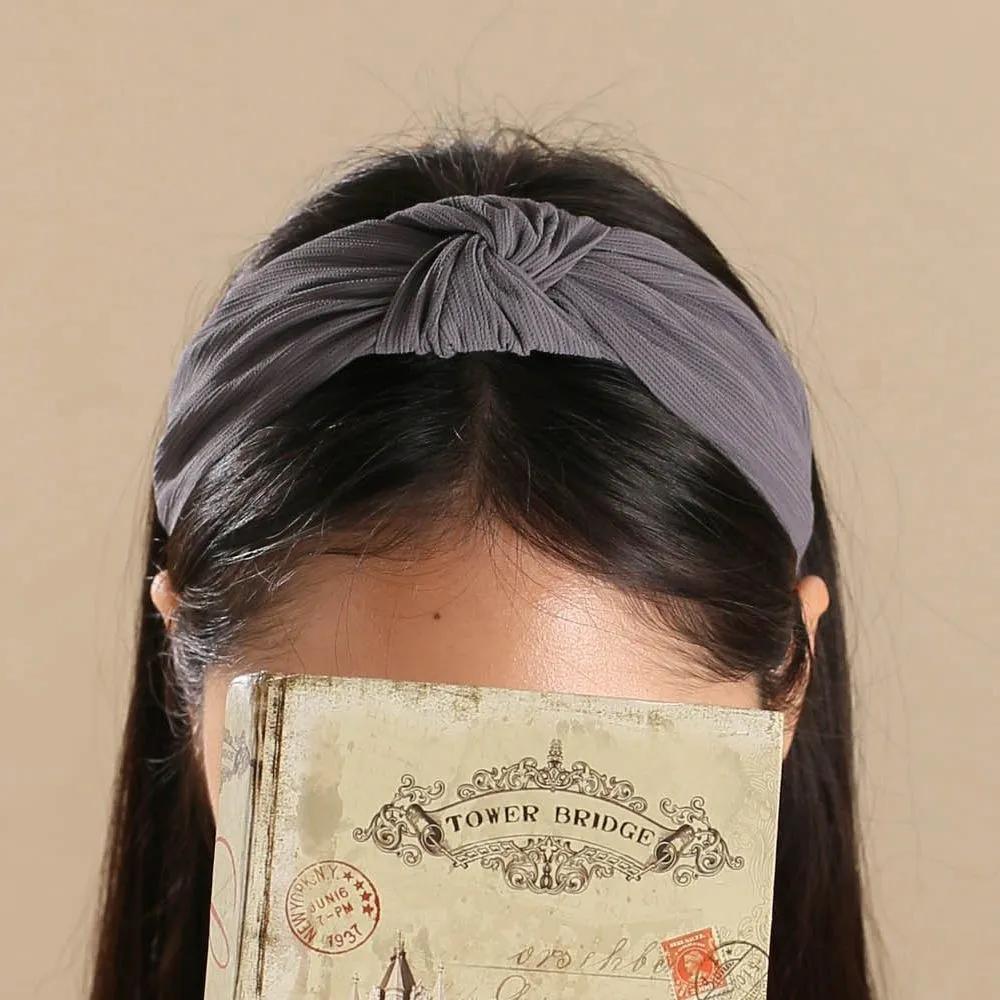 Headband Women's Headband Angel Shushu Ribbed Twisted Hairband Gray
