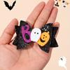 2Pcs Halloween Glitter Bow Hair Clips Glittering Ghost Pumpkin Bownot Hairpins Girls Kids Party Headwear Hair Accessories Gift