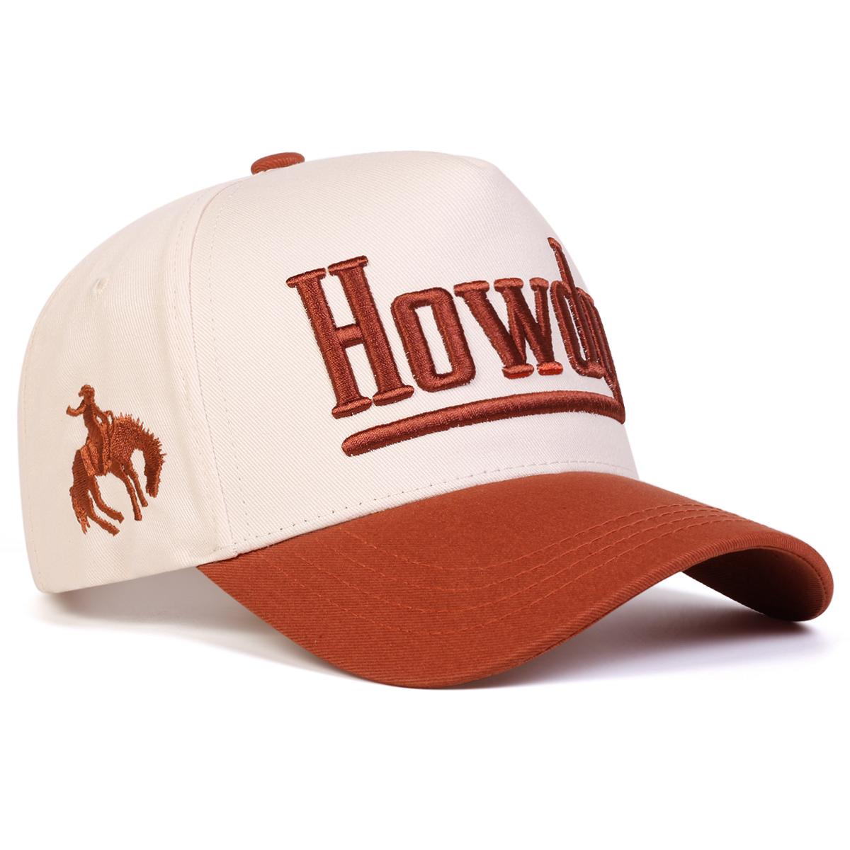 Headgear Heren HOWDY Letter Geborduurde Patchwork Vijfzijdige Baseballpet Outdoor Verstelbare Zonnebrand Vrije Tijd Hoed Lente Herfst Reizen Toerisme Strand Vakantie beige/oranje