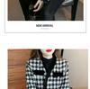 Women's French Chic Houndstooth Chunky Knit Coat - Warm, High-End Autumn/Winter Top with Raw Edges