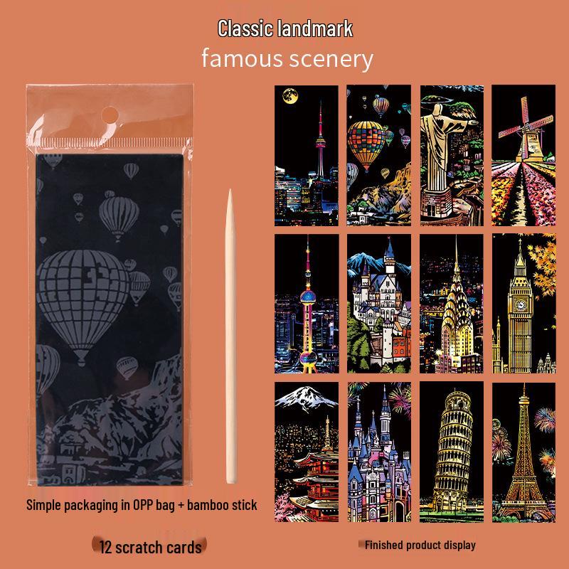 YUELU Night View Scratch Art for Kids: DIY Scratch Paper Toy & Gift