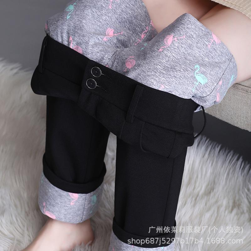 High-Waisted Fleece-Lined Cotton Pants for Women - Autumn/Winter 2025 Style with White Duck Down