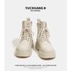 Cowhide Martin Boots Women's Early Autumn New Retro Simple Versatile Short Boots Travel Mountaineering Kick Not Bad Big Yellow Boots