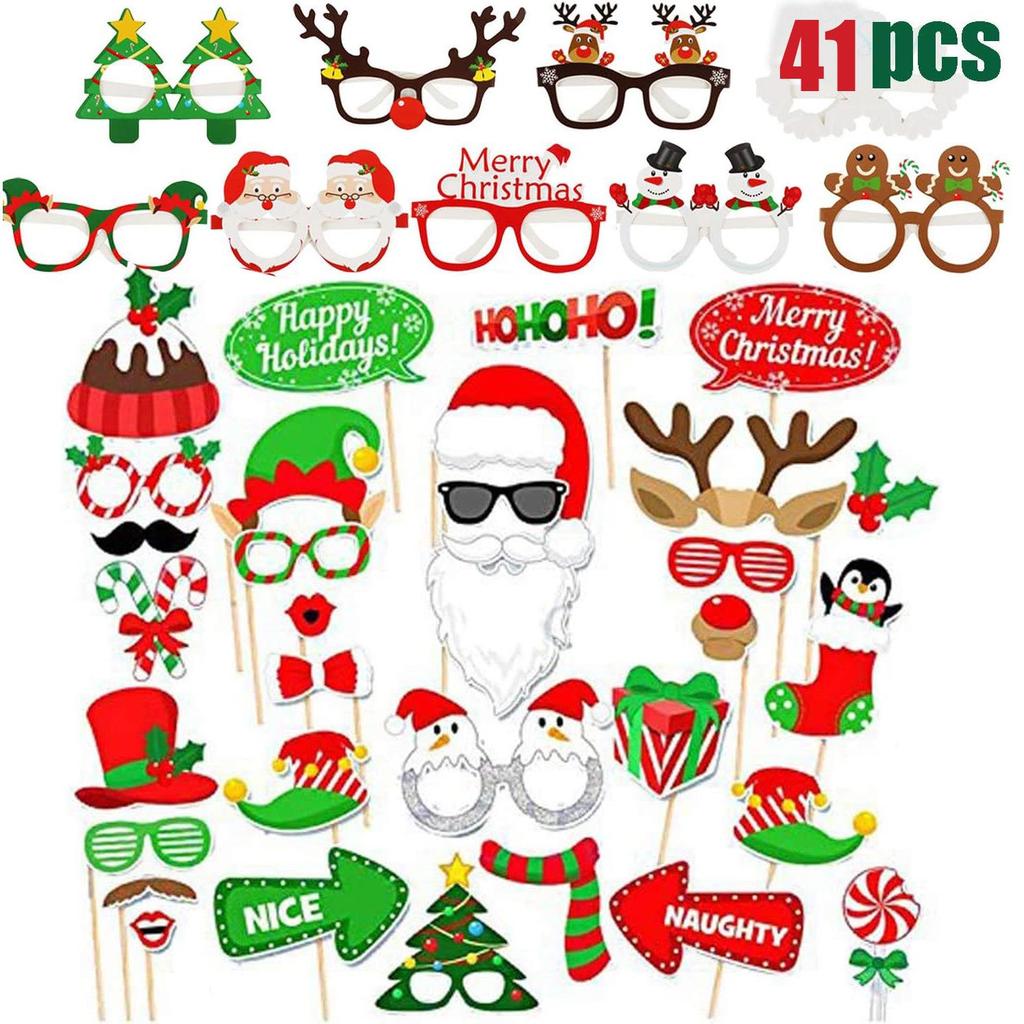 Christmas Snowman Photo Props: Festive Party Masks & Glasses