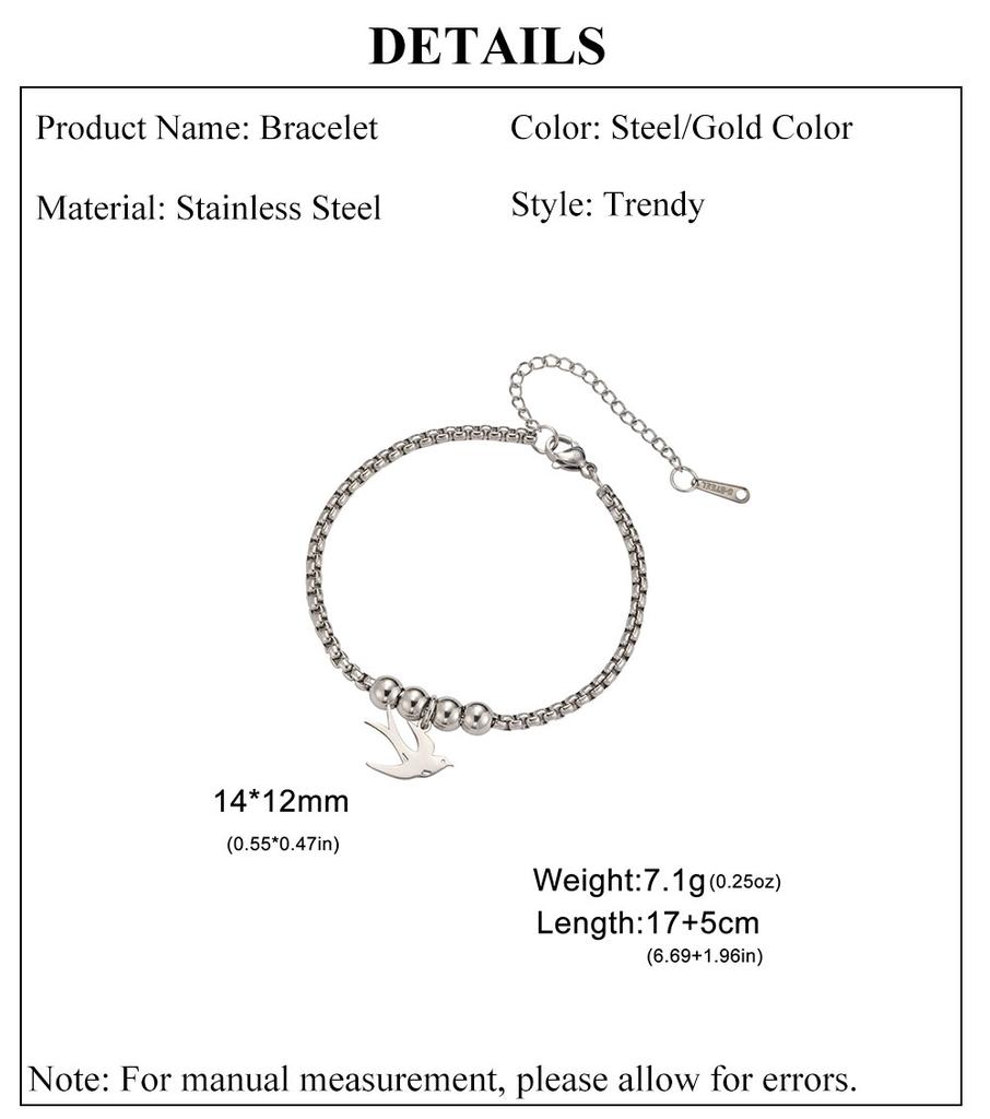 Cazador Swallow Bird Charm Bracelets for Women Stainless Steel Beads Box Chain Hand Bracelet Jewelry Gift 2026 Wholesale