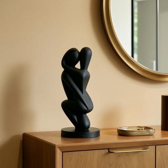 Three-dimensional Effect Statue 3D Printed Hugging Couple Sculpture, Abstract Embrace Figurine with Smooth Curves, Minimalist Balanced Weight Ornament