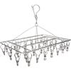 Metal Sock Hanger, Stainless Steel Drying Rack with 36pcs Pegs and Swivel Hook, Windproof Laundry Metal Square Hanger for Socks, Underwear and Small I