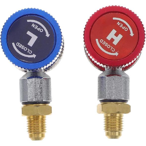 

Adjustable R134A Quick Coupler Adapter Kit for High Low Pressure SAE HVAC Air Conditioning Systems with 1/4 Inch Male Flare Connector Compatible with